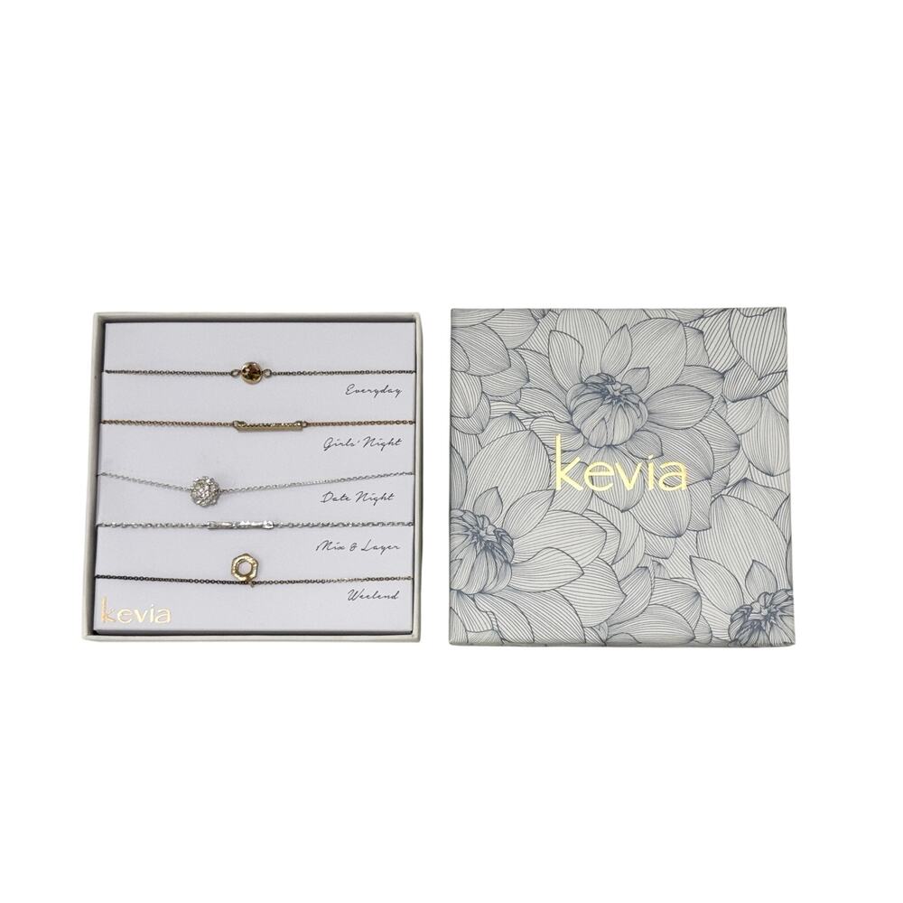 NEW KEVIA Frederick Five Piece Necklace Set - Gold/Silver